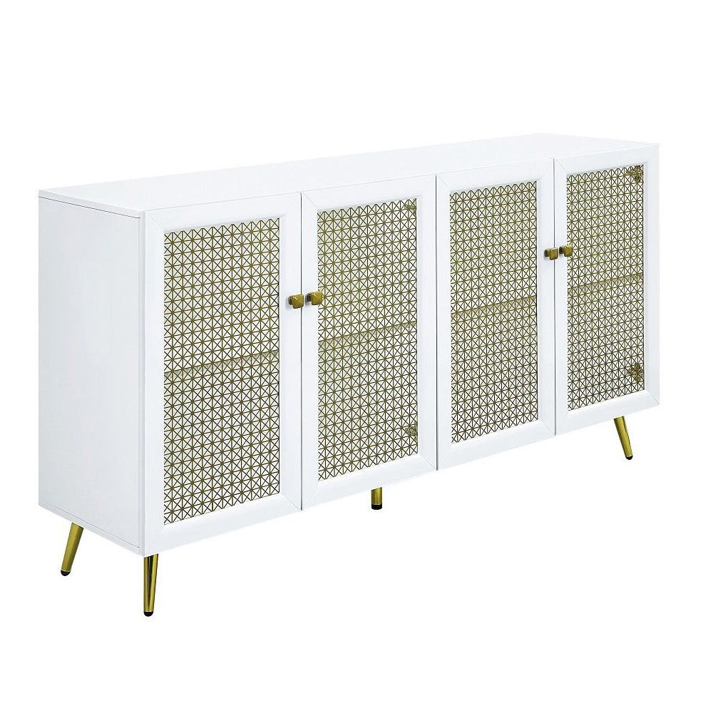 White High Gloss 4-Door Console Cabinet with LED Light