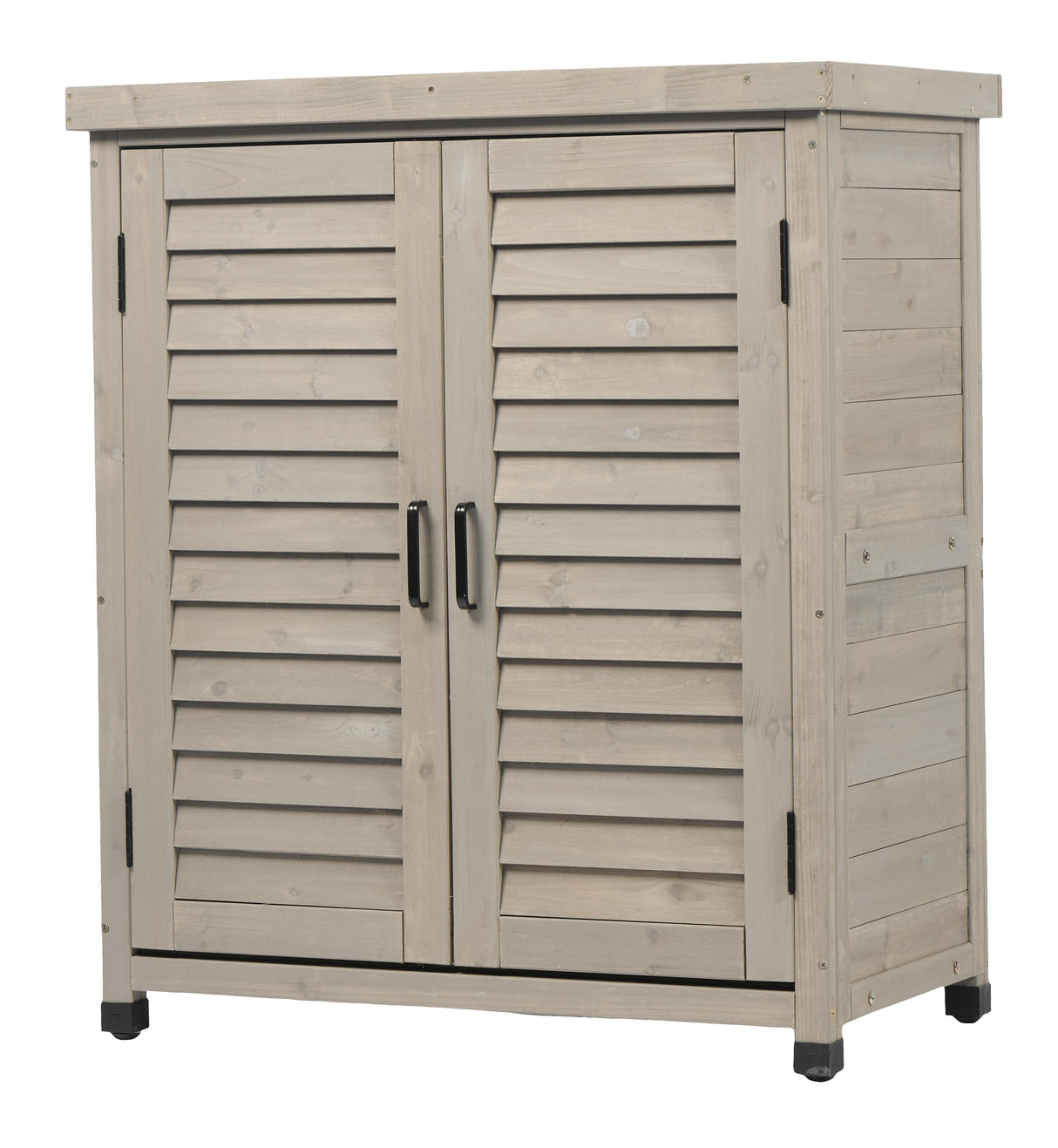 Potting Bench With Storage Cabinet And Metal Table Top For Outdoor