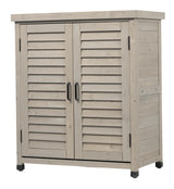 Potting Bench With Storage Cabinet And Metal Table Top For Outdoor