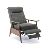 Saugus - Wood Arm Push Back Recliner Modern Fabric With Wood Arms - Charcoal