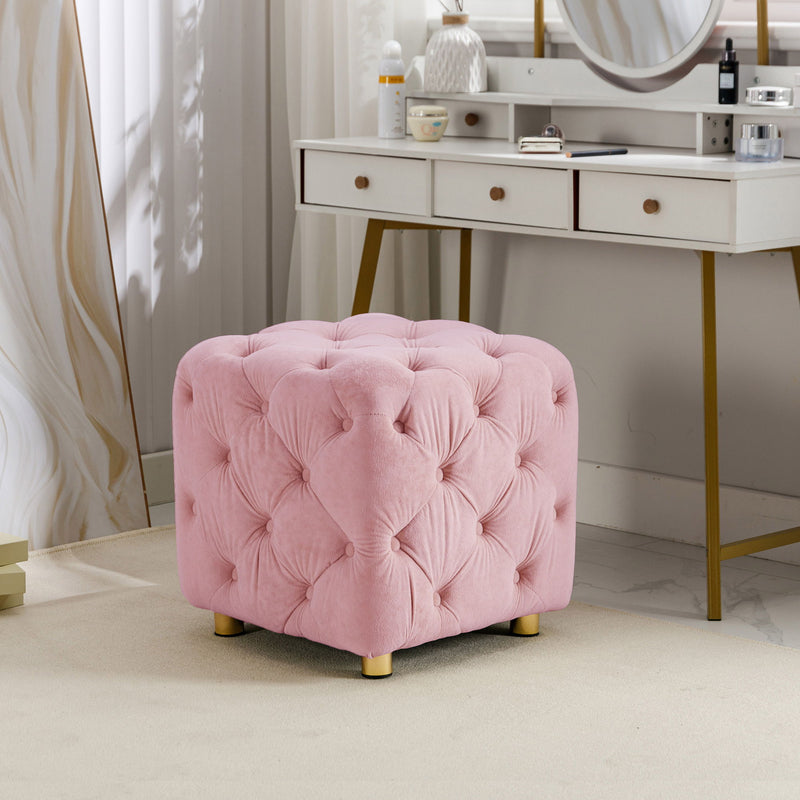 Modern Upholstered Ottoman, Exquisite Small End Table, Soft Foot Stool, Dressing Makeup Chair, Comfortable Seat For Living Room, Bedroom, Entrance
