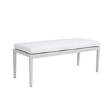 Outdoor Patio Aluminum Stationary Bench With Sunbrella Fabric Cushion - Grayish