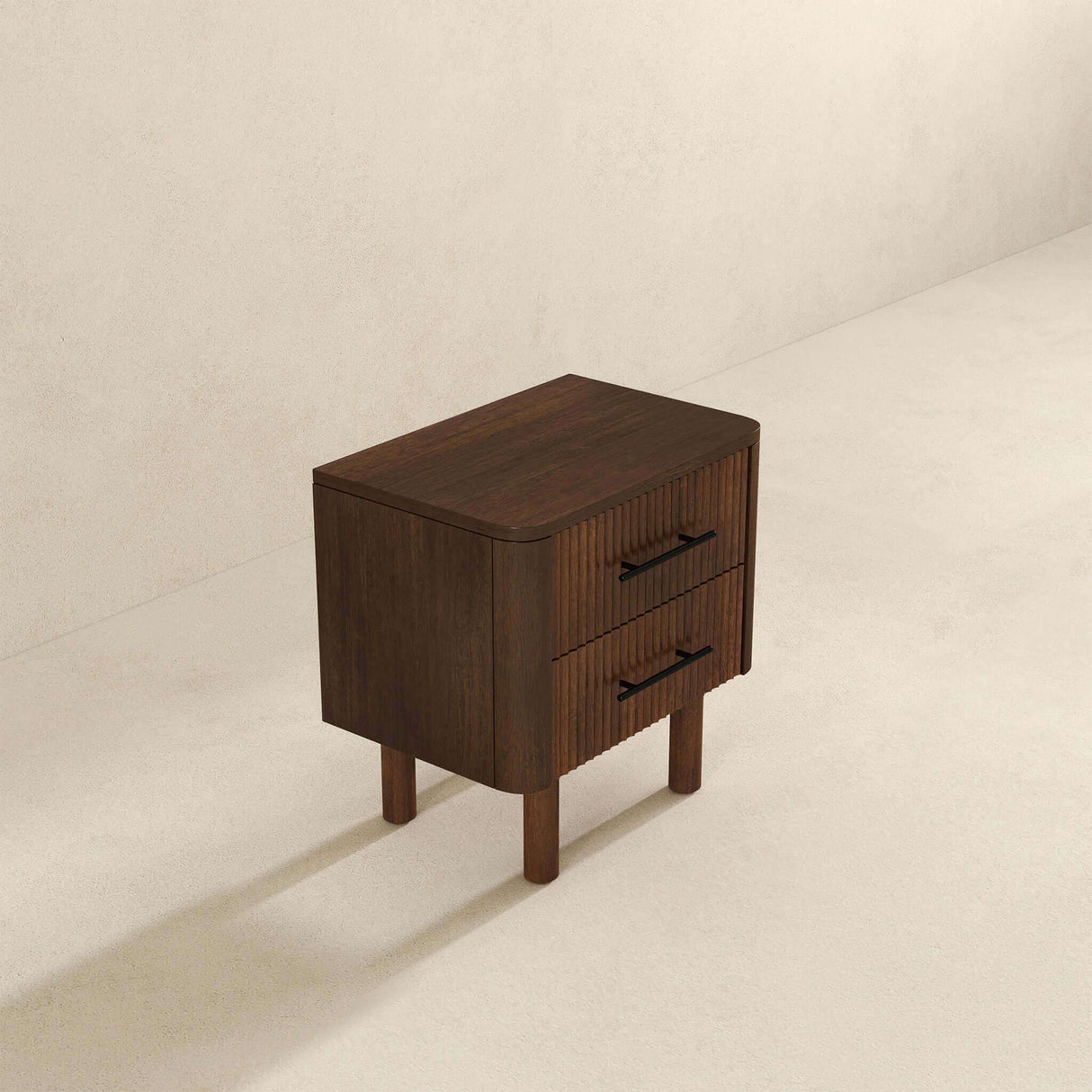 Logan - Mid-Century Modern Nightsd Bed Side Tables With 2 Drawers - Brown