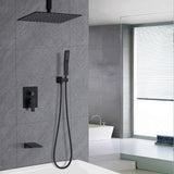Contemporary Shower System With 12" Rainfall Head And Handheld Spray, Wall Mounted