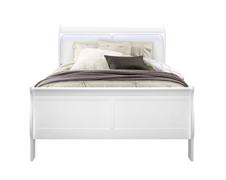Charlston - Modern Sleigh Design Bed With LED