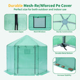 Walk-in Greenhouse Hexagonal Upgrade Reinforced Frame Heavy Duty Plastic Greenhouse Reinforced Thickened Waterproof Insulation (9.2*8.1 ft) - Green