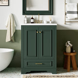 Bathroom Vanity With Ceramic Sink Combo, Modern Freestanding Storage Cabinet With Silver Handles