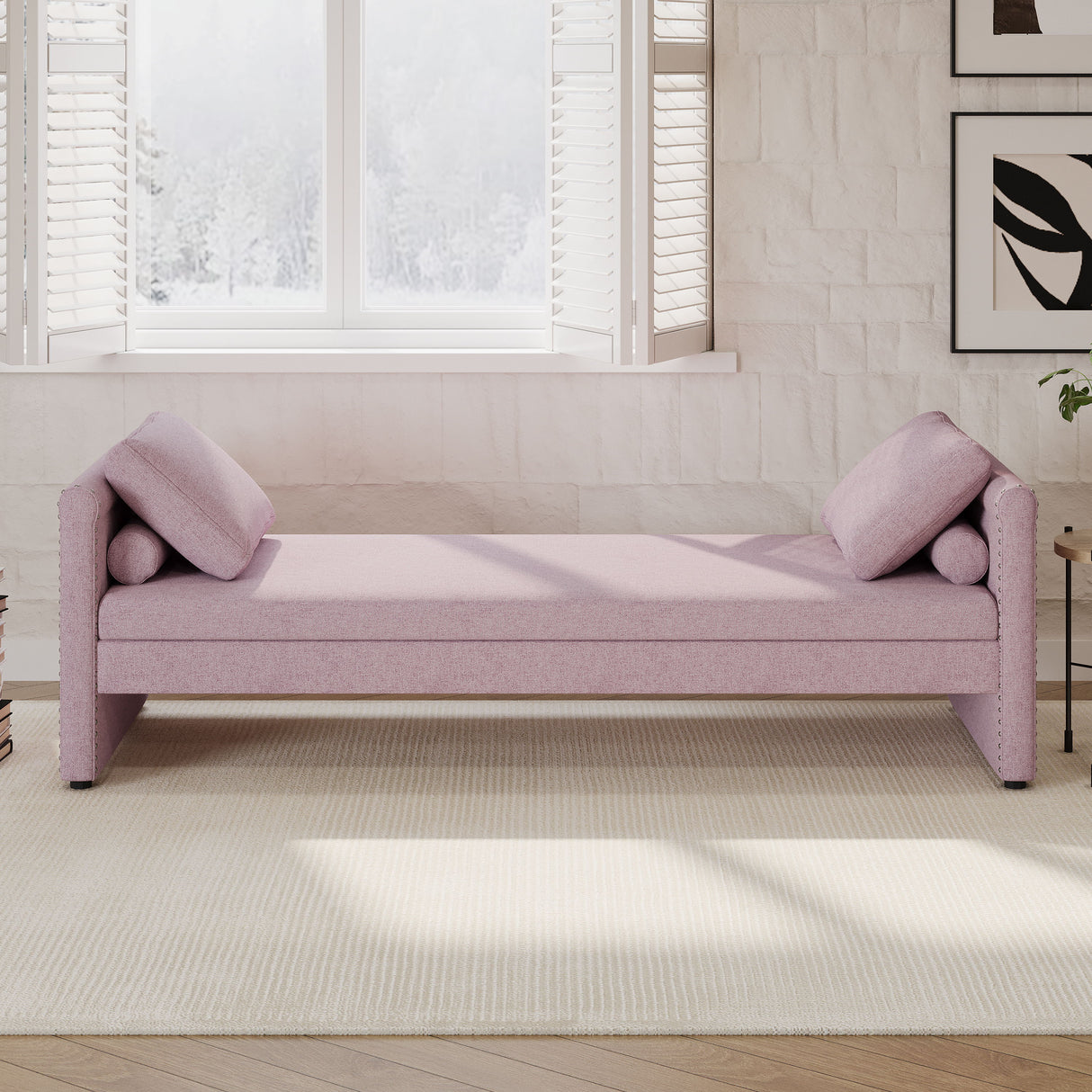 Modern Upholstered Chaise Lounger Daybed With Pillows Small Single Daybed, No Mattress Needed