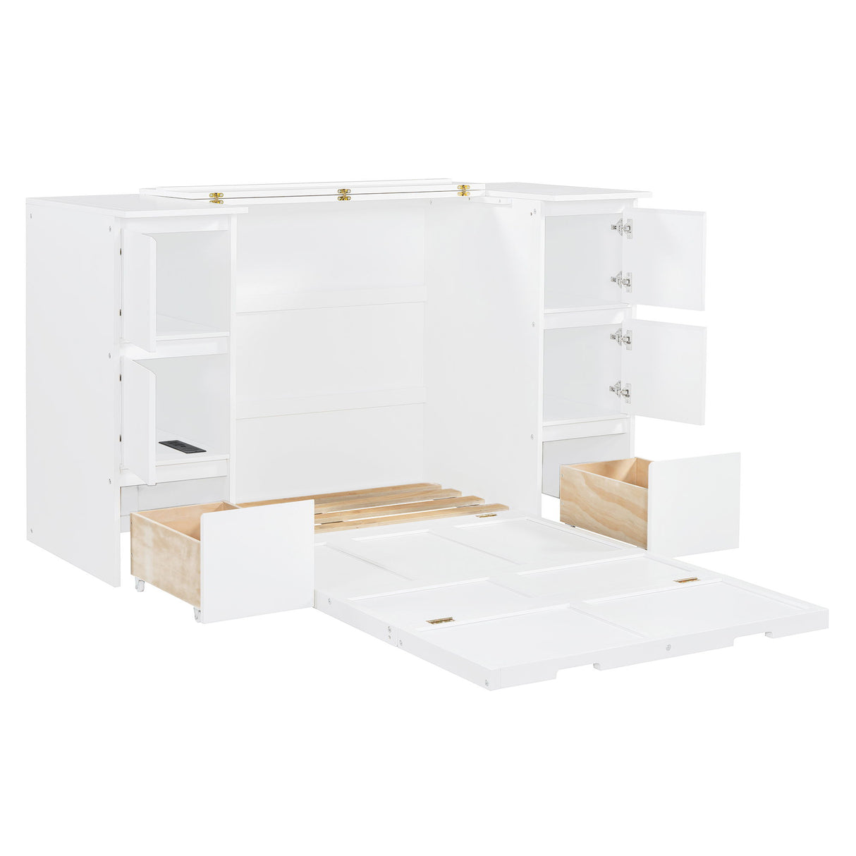 Murphy Bed With Drawers, Cabinets, And USB Ports