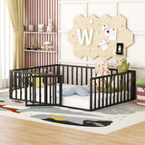 Metal Floor Bed Frame With Fence And Door