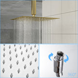 Modern 10" Square Rainfall Shower Head & Stainless Steel Wall Or Ceiling Mount Luxury Spa Shower Panel