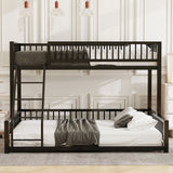 Bunk Bed Frame With Ladder And Safety Guardrails