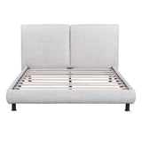 Upholstered Platform Bed With 2 Large Headrests And Thick