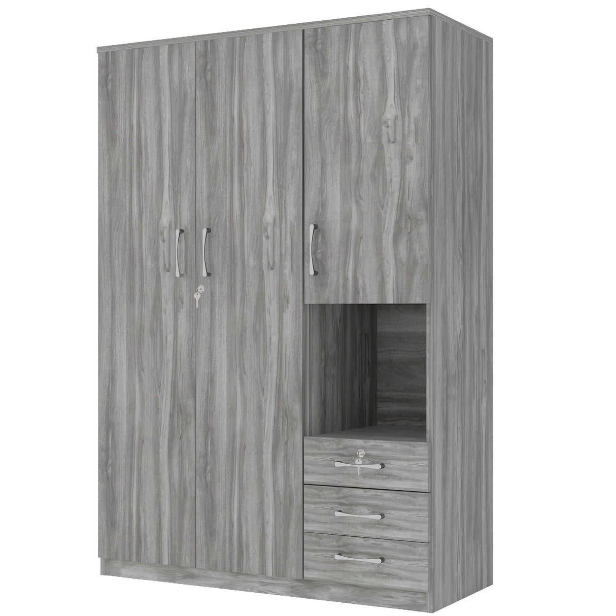 2 Doors Wardrobe Storage For Bedroom With Shelves And 3 Drawers