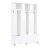 Modern Large Storage Hall Tree With Bench, 6 Hooks