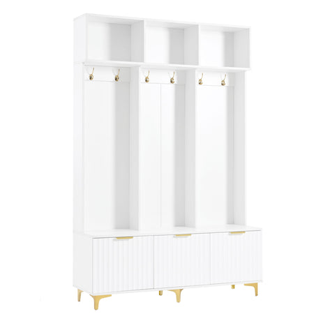 Modern Large Storage Hall Tree With Bench, 6 Hooks