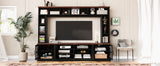 Wall Unit Entertainment Center With Bookshelves For TVs Up To 80", Tempered Glass Doors And Adjustable Shelves