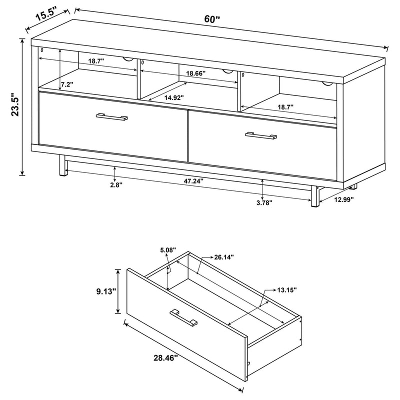 Drawer Storage TV Console - Brown