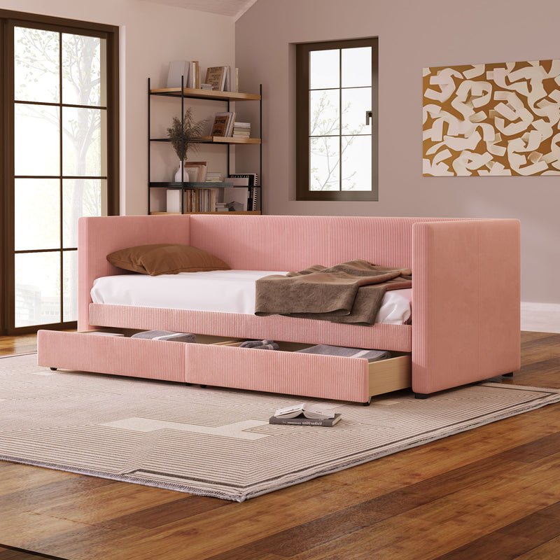 Daybed With Two Drawers And Wood Slat