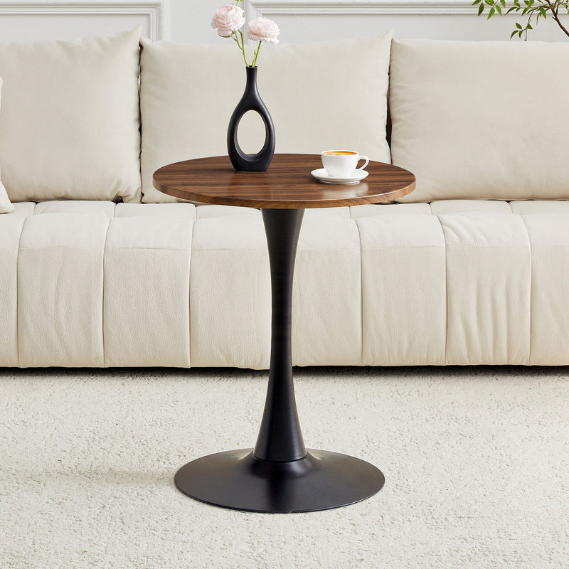 Round Dining Table With Thickened Engineered Wood Top And Metal Pedestal, 23.6" Diameter For Kitchen, Living Room, Or Small Spaces