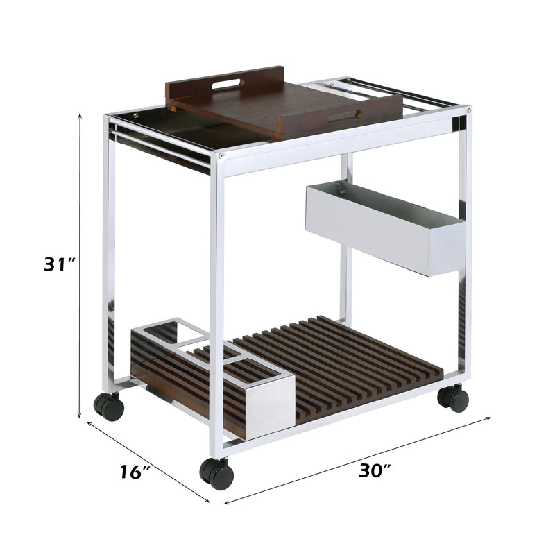 Lisses - Serving Cart - Chrome / Walnut