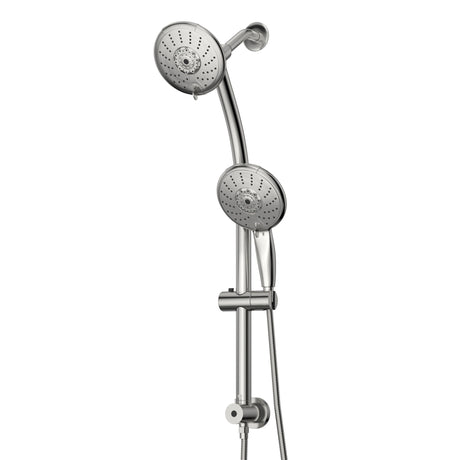 Dual Shower Head With Adjustable Slide Bar And Multi Function Settings