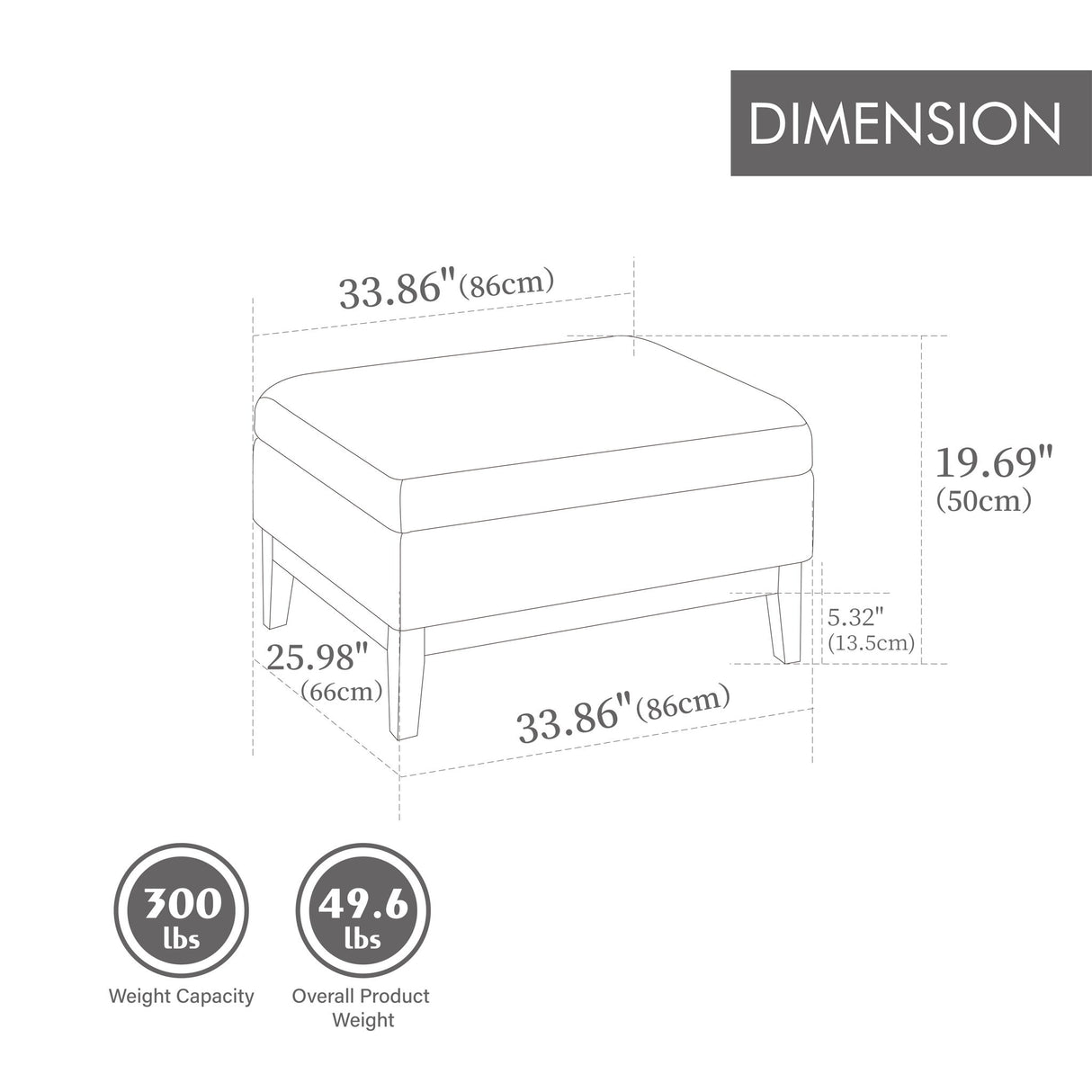 Upholstered Storage Ottoman With Reversible Lid Coffee Table, Foot Stool