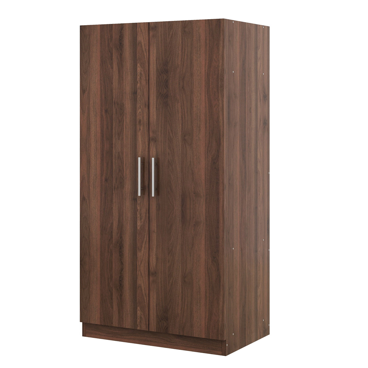 2 Door Wooden Wardrobe Armoire With 3 Storage Shelves - Brown