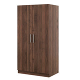 2 Door Wooden Wardrobe Armoire With 3 Storage Shelves - Brown