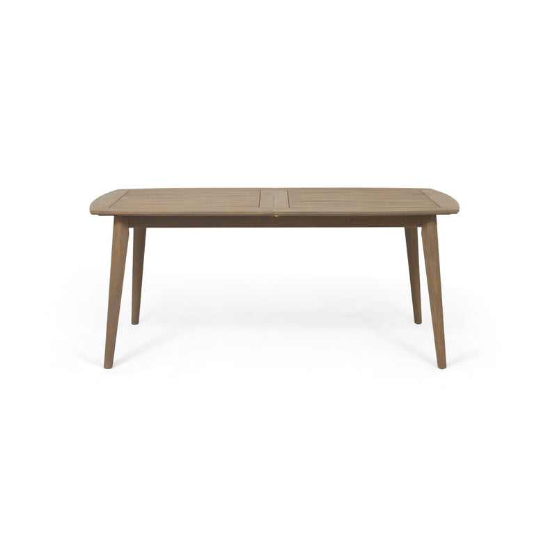 Placidity - Outdoor Expandable Dining Table With Slatted Tabletop And Tapered Legs