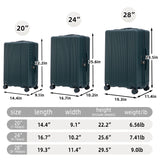 20" / 24" / 28" 3 Pieces / Set Spinner Wheel Luggage, Carry On Suitcase, Matching Color, TSA Combination Lock