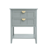 2 Drawer Side Table, American Style, End Table, Suitable For Bedroom, Living Room, Study
