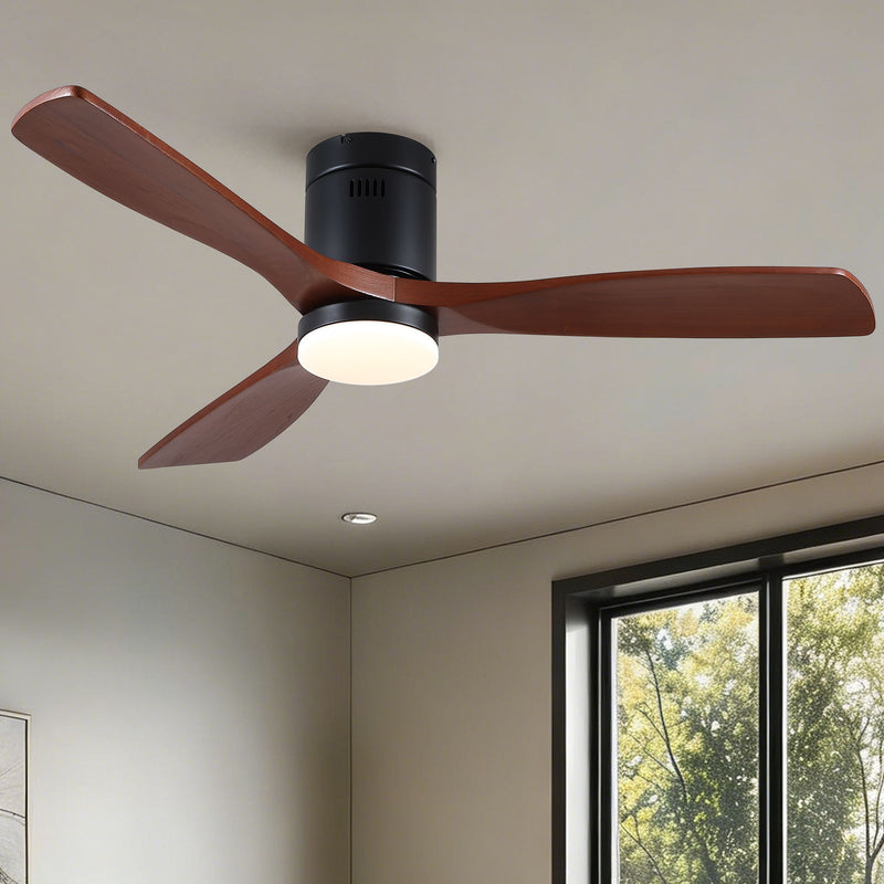 Low Profile Flush Mount Intergrated LED Ceiling Fan With Light And Silent Reversible Motor