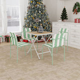 4 Piece Set Of Modern Color Block Designed Single Chairs With Folding Square Table