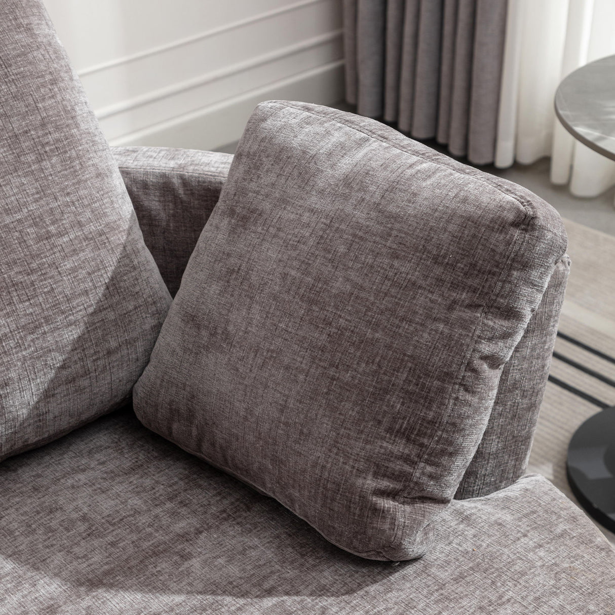 Oversize Round Swivel Chair Cozy Club 360 Degrees Swivel Sofa With 3 Pillows Chenille Fabric For Living Room