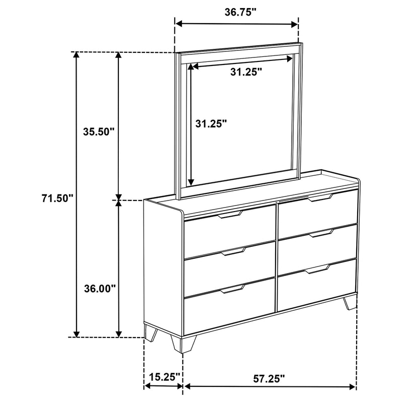 Packard - 6 Drawer Dresser With Mirror - Oak