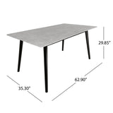 Chic Dining Table With High Pressure Laminate Top And Solid Wood Legs - Natural