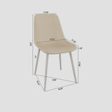 Modern Kitchen Dining Chairs (Set of 4) With Linen Padding And Sturdy Metal Legs - Beige