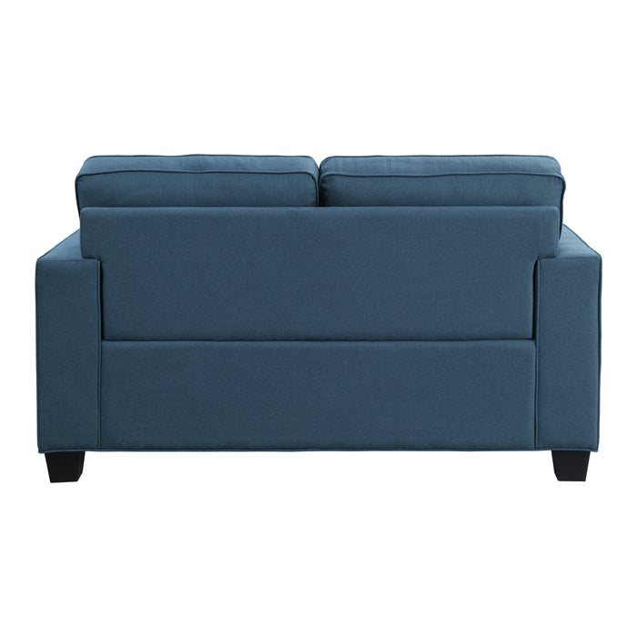 Transitional Style 2pc Sofa Set Blue Textured Fabric Upholstered Sofa and Loveseat Track Arms Solid Wood Frame Living Room Furniture 1pc