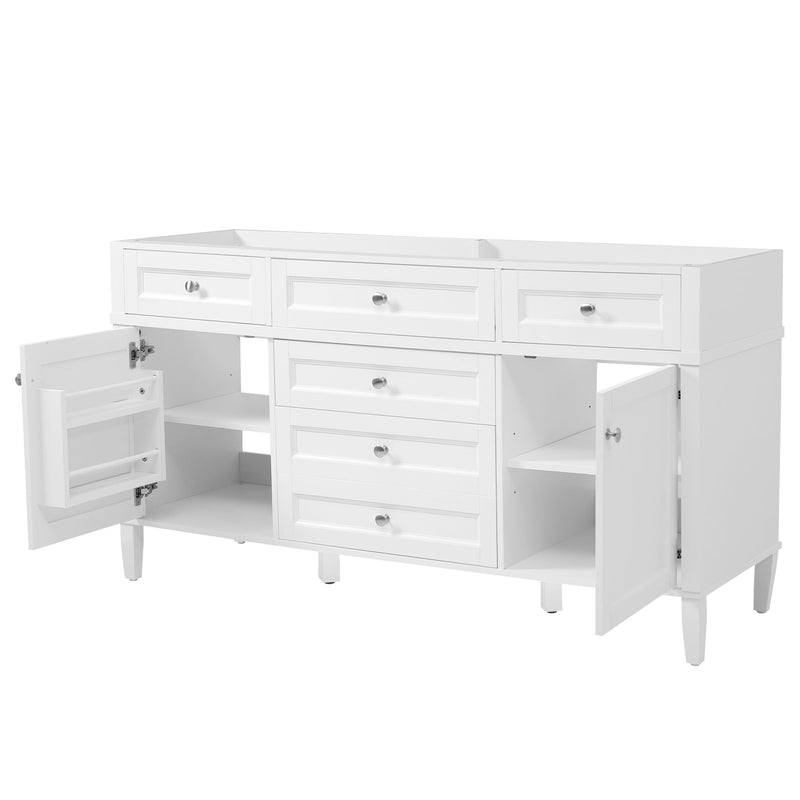 Bathroom Vanity Cabinet Only, 3 Drawers & 2 Doors, Adjustable Shelf, Soft Close Hinges - White