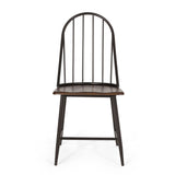 Rustic Farmhouse Style Dining Chair With Spindle Backrest - Dark Brown