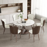 Round Dining Table With 360° Rotating Lazy Susan For Dining Room & Kitchen, 6 Chairs - White