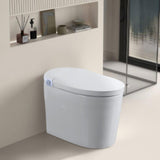 Tankless Smart Toilet With Bidet Built In, 1 Piece, Auto Flush, Auto Open / Close, Heated Seat, Bubble Wash, Warm Water And Dry, Adjustable Temp, Remote Control Side Know - White
