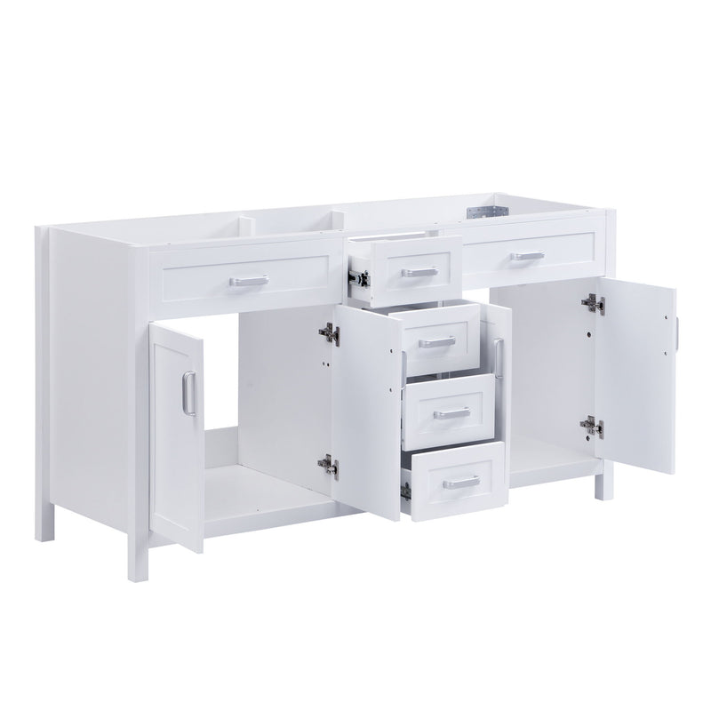 Bathroom Vanity Cabinet Only, Soft Close Doors & Drawers, 4 Drawers & 2 Double Door Cabinets - White