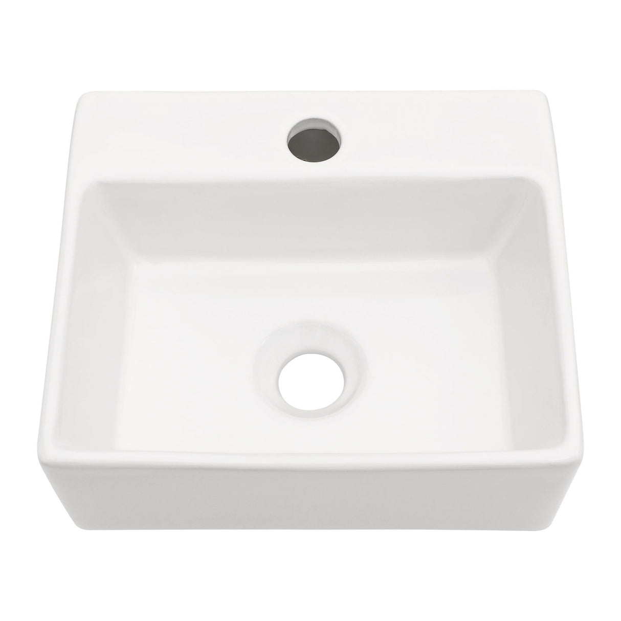 Ceramic Rectangle Wall Mount Bathroom Sink With Single Faucet Hole