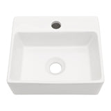 Ceramic Rectangle Wall Mount Bathroom Sink With Single Faucet Hole