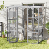 Outdoor Cat House, Diy Cat Enclosure Catio With Double Enter Doors