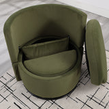 Upholstered Barrel Accent Chair With Ottoman And Storage