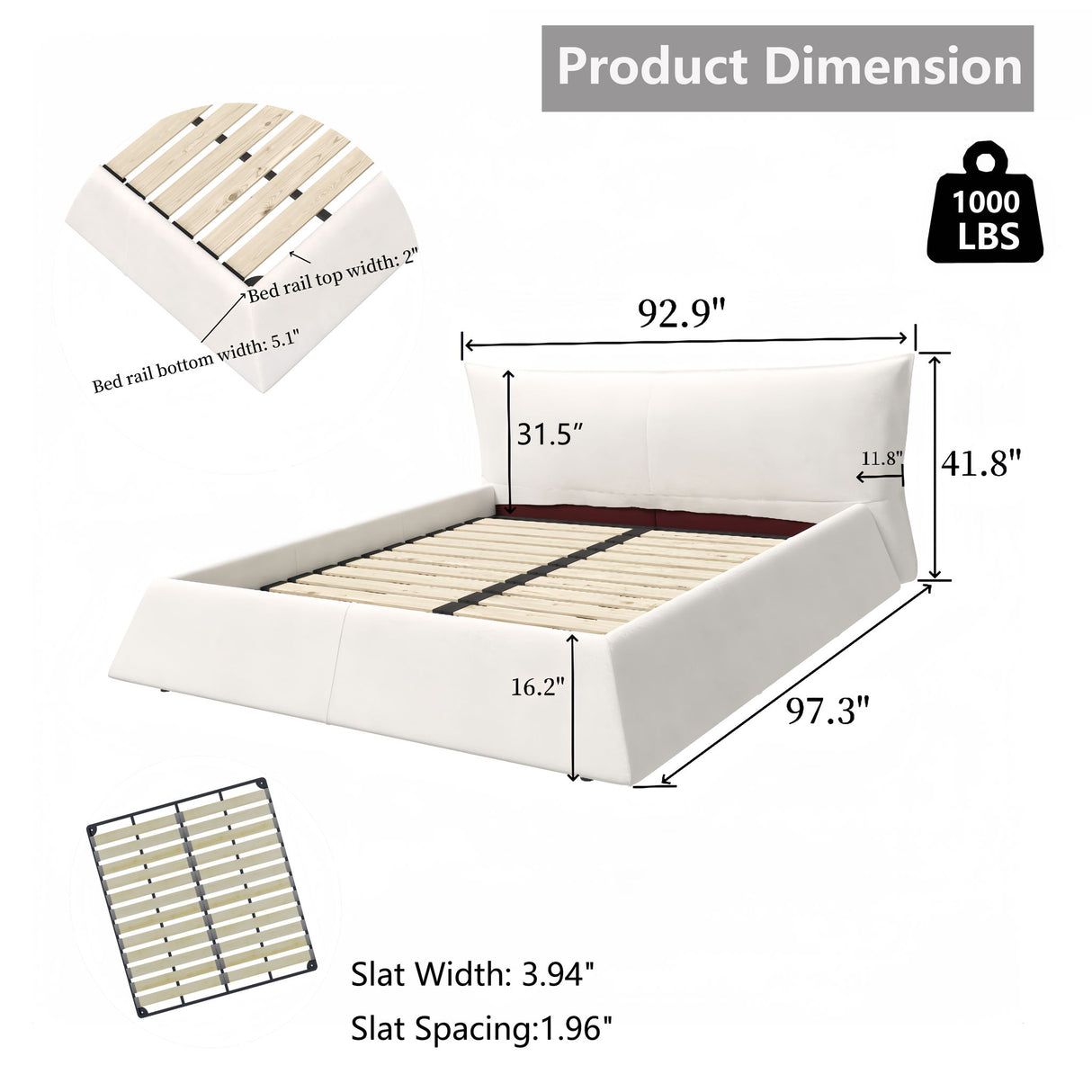 Upholstered Platform Bed With Special Shaped Velvet Headboard