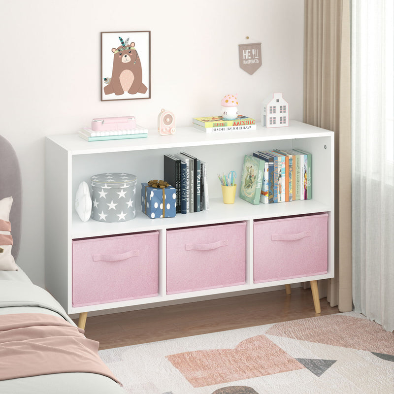 Bookcase With Collapsible Drawers, Book Display Organizer